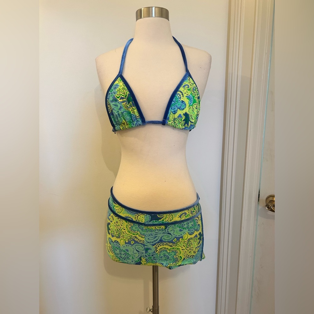 Vintage Surfside Blue and Green Paisley Bikini Set